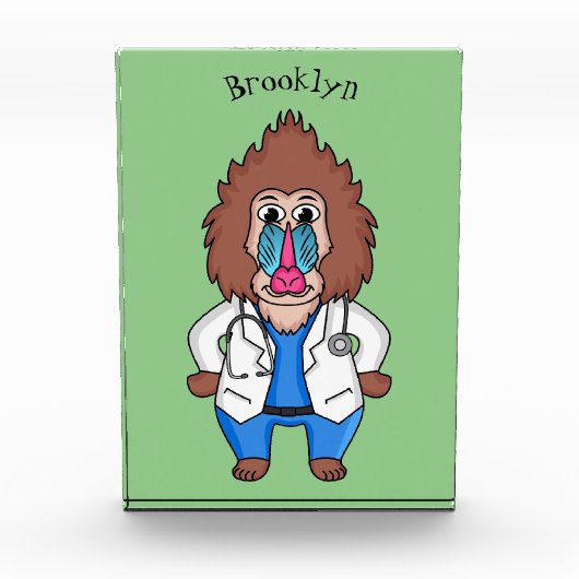 Funny mandrill dokter cartoon illustratie fotoblokken (Voorkant)