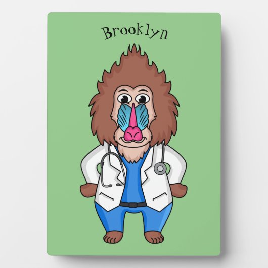 Funny mandrill dokter cartoon illustratie fotoplaat (voorkant)