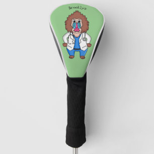 Funny mandrill dokter cartoon illustratie golfheadcover