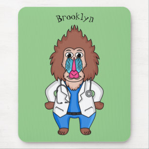 Funny mandrill dokter cartoon illustratie muismat