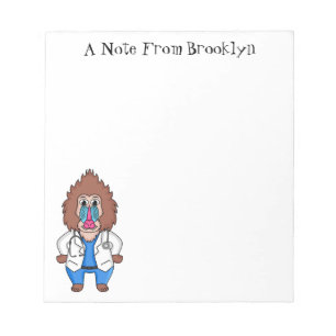 Funny mandrill dokter cartoon illustratie notitieblok