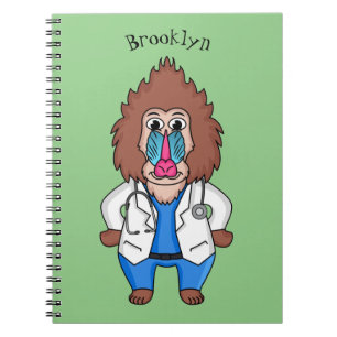 Funny mandrill dokter cartoon illustratie notitieboek