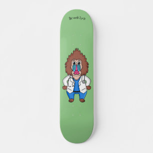 Funny mandrill dokter cartoon illustratie persoonlijk skateboard