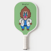 Funny mandrill dokter cartoon illustratie pickleball paddle (Achterkant)