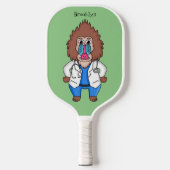 Funny mandrill dokter cartoon illustratie pickleball paddle (Voorkant)