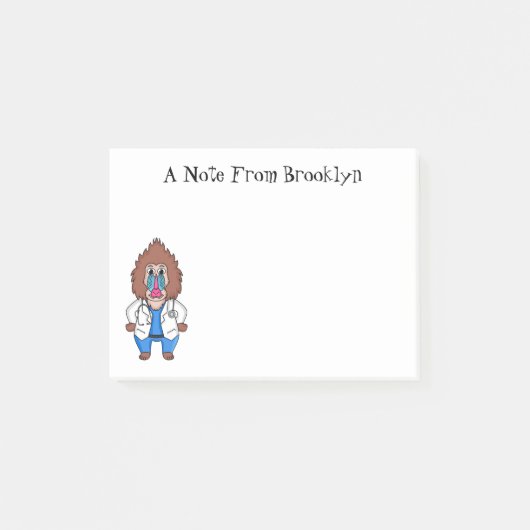 Funny mandrill dokter cartoon illustratie post-it® notes (Voorkant)