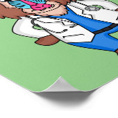 Funny mandrill dokter cartoon illustratie poster (Hoek)