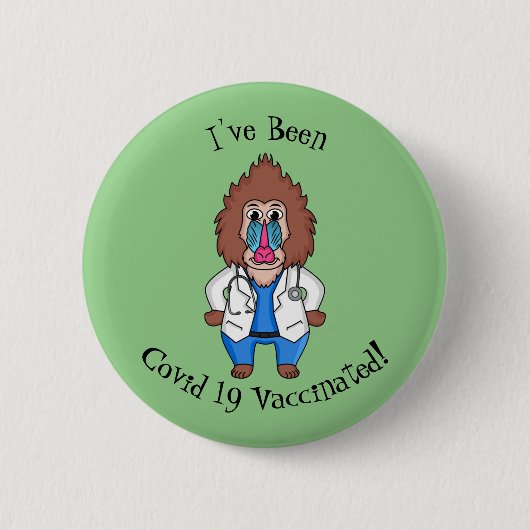 Funny mandrill dokter cartoon illustratie ronde button 5,7 cm (Voorkant)
