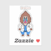 Funny mandrill dokter cartoon illustratie sticker (Vel)