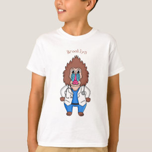 Funny mandrill dokter cartoon illustratie t-shirt