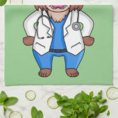 Funny mandrill dokter cartoon illustratie theedoek (Gevouwen)