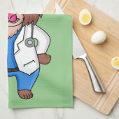 Funny mandrill dokter cartoon illustratie theedoek (Quarter Fold)