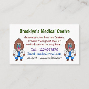 Funny mandrill dokter cartoon illustratie visitekaartje