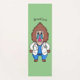 Funny mandrill dokter cartoon illustratie yogamat