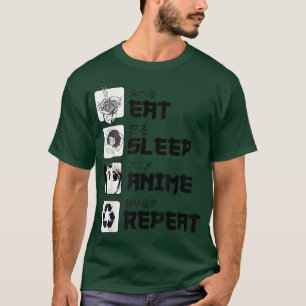 Funny Manga Teenagers Shirt Eat Sleep Anime Herhal
