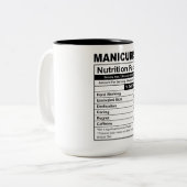 Funny Manicurist Nutrition facts Tweekleurige Koffiemok (Voorkant links)