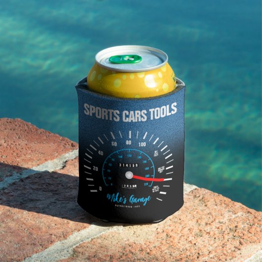 Funny Manly Car Odometer Speedometer Blue Glitter Blikjeskoeler (Insitu Zwembad)