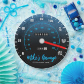 Funny Manly Car Odometer Speedometer Blue Glitter Papieren Bordje (Feest)