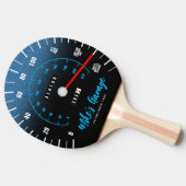 Funny Manly Car Odometer Speedometer Blue Glitter Tafeltennisbatje (Zijkant)