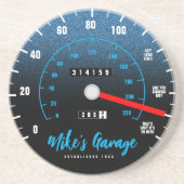 Funny Manly Car Odometer Speedometer Blue Glitter Zandsteen Onderzetter (Voorkant)