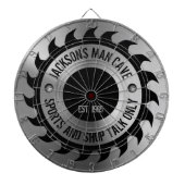 Funny Manly Man Cave Steel Circular Saw Blade Dartbord (Voorkant)