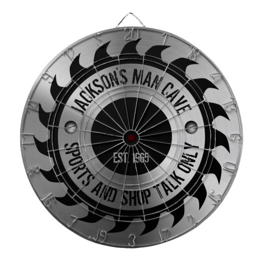 Funny Manly Man Cave Steel Circular Saw Blade Dartbord (Voorkant)