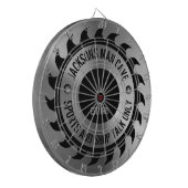 Funny Manly Man Cave Steel Circular Saw Blade Dartbord (Voorkant Links)