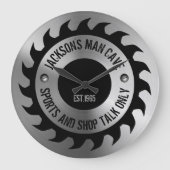 Funny Manly Man Cave Steel Circular Saw Blade Grote Klok (Voorkant)