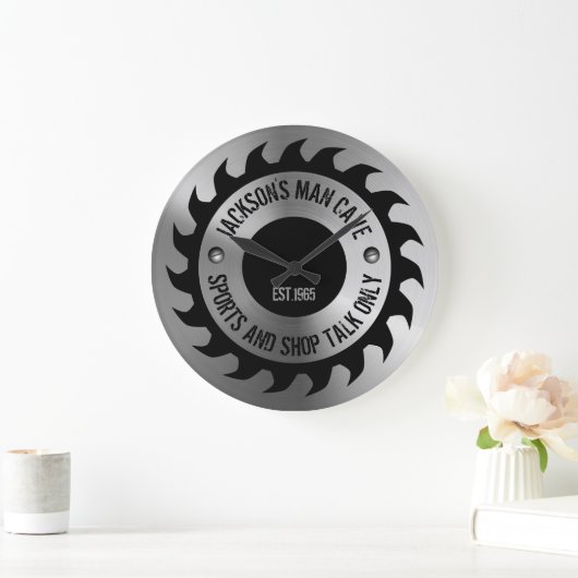 Funny Manly Man Cave Steel Circular Saw Blade Grote Klok (Huis)