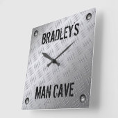 Funny Manly Man Cave Worn Steel Diamond Deckplate Vierkante Klok (Hoek)