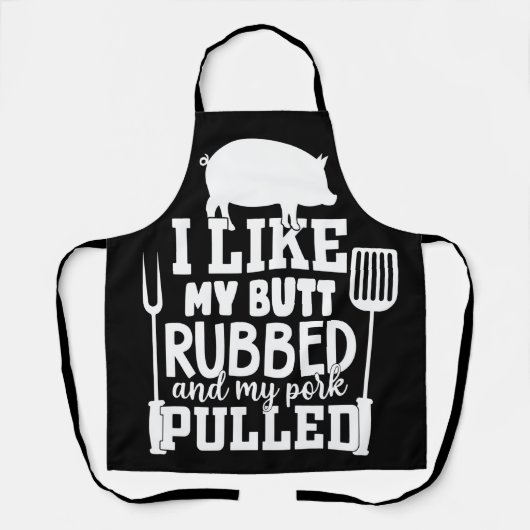 Funny Mannen BBQ - Ik hou van mijn Butt Rubbed T-S Schort (Voorkant)