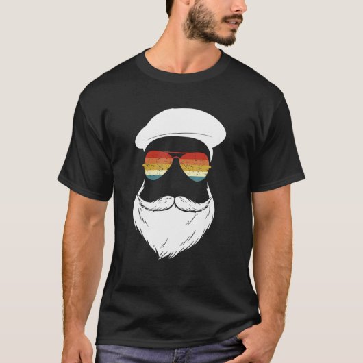 Funny Mannen Beard Beret Pet zonnebril T-shirt (Voorkant)