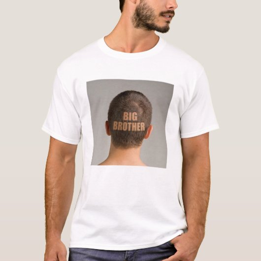 Funny Mannen Big Brother Haircut Shaved Head T-Shi T-shirt (Voorkant)