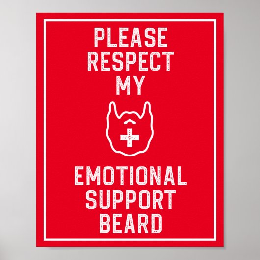 Funny Mannen Emotional Support Beard Joke Gift Pos Poster (Voorkant)