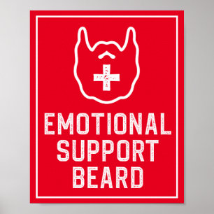 Funny Mannen Emotional Support Beard Joke Gift Poster