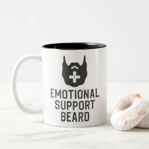Funny Mannen Emotional Support Beard Joke Gift Tweekleurige Koffiemok
