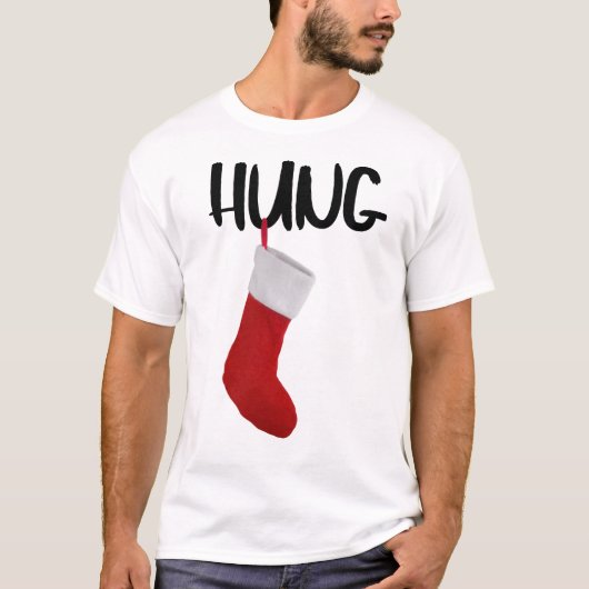 Funny Mannen Kerstmis houden goed Hung T-Shirt (Voorkant)