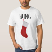 Funny Mannen Kerstmis Stocking Hung T-Shirt (Voorkant)