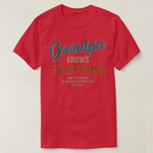 Funny mannen Opa weet alles voor Vaderdag T-shirt (Design voorkant)
