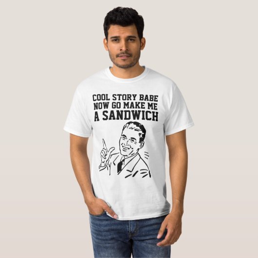 FUNNY MANNEN RETRO T-Shirts, MAAK ME EEN SANDWICH T-shirt (Voorkant volledig)