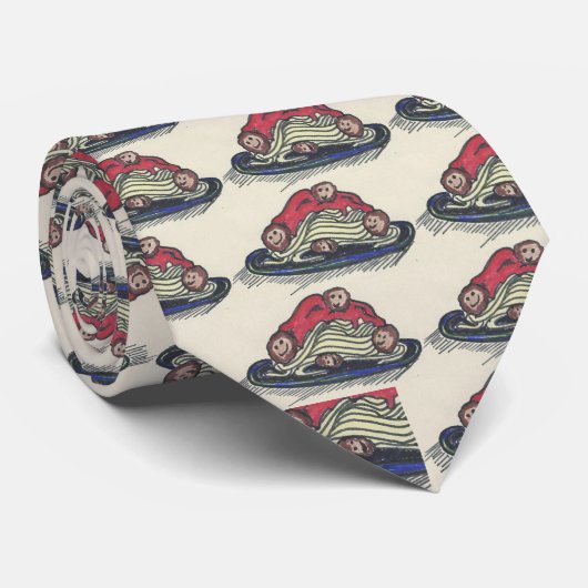 Funny Mannen Stropdas-Spaghetti en Gehaktballen Stropdas (Opgerold)