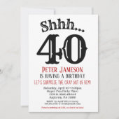 Funny Mannen Surprise Party Invitation Black Kaart (Voorkant)