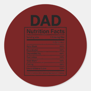 Funny Mannen Vaderdag Pap Nutrition Facts Ronde Sticker