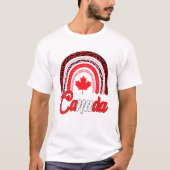 Funny Maple Leaf Rainbow Canada Flag Canadian Root T-shirt (Voorkant)