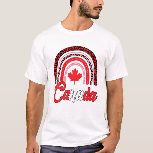 Funny Maple Leaf Rainbow Canada Flag Canadian Root T-shirt (Voorkant)
