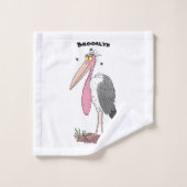Funny marabou stork cartoon bad handdoek (Wasdoekje)