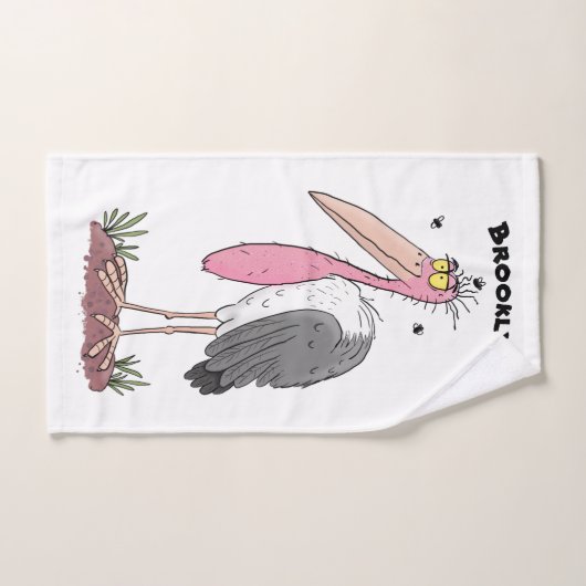 Funny marabou stork cartoon bad handdoek (Handdoek)
