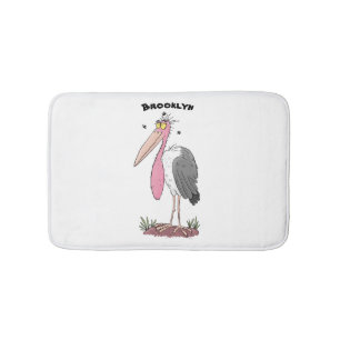 Funny marabou stork cartoon badmat