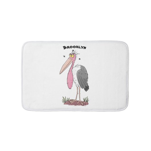 Funny marabou stork cartoon badmat (Voorkant)