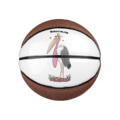 Funny marabou stork cartoon basketbal (Voorkant)